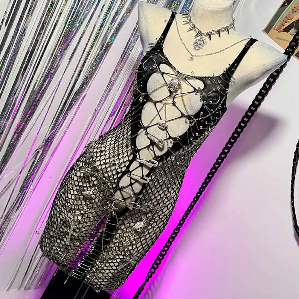 Harajuku Goth Kawaii Gotico E-Girls Grunge Club Wear 2025 Punk Rock Teschio Pin Eco FAI DA TE Y2K TOP Festival Outfit Street Wear Emo