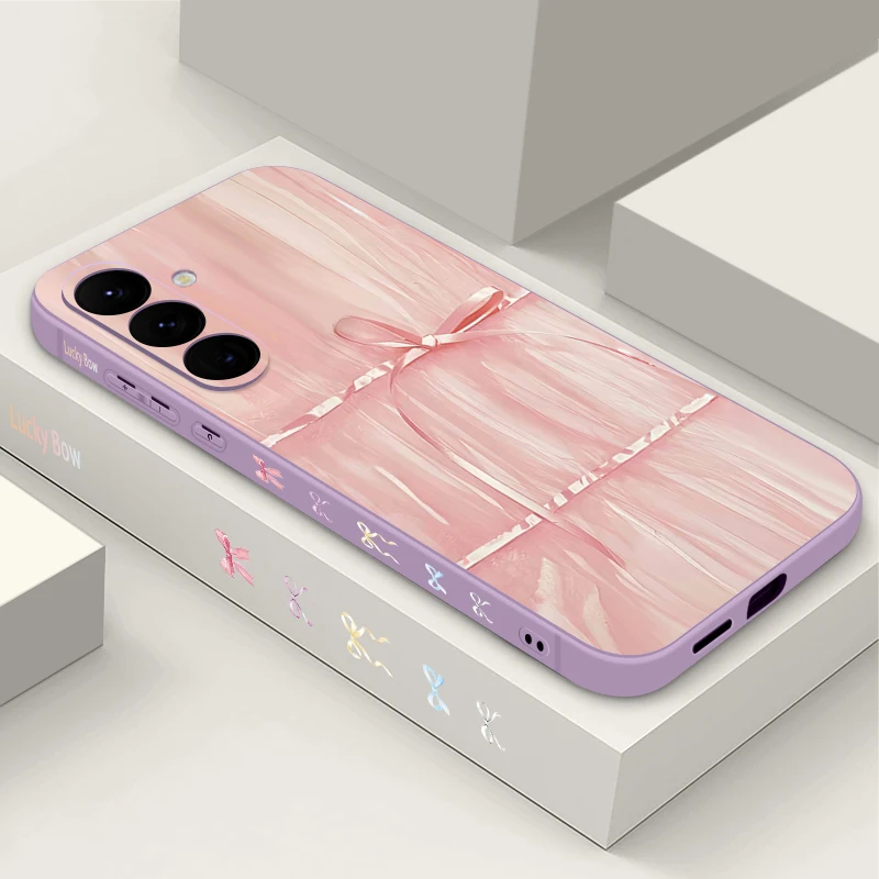 Soft TPU Case For Samsung Galaxy S26 S24 S23 S22 Ultra S25 FE A57 A17 A56 A16 A55 A54 A15 A36 Pink Ribbon Bow Print Phone Cover