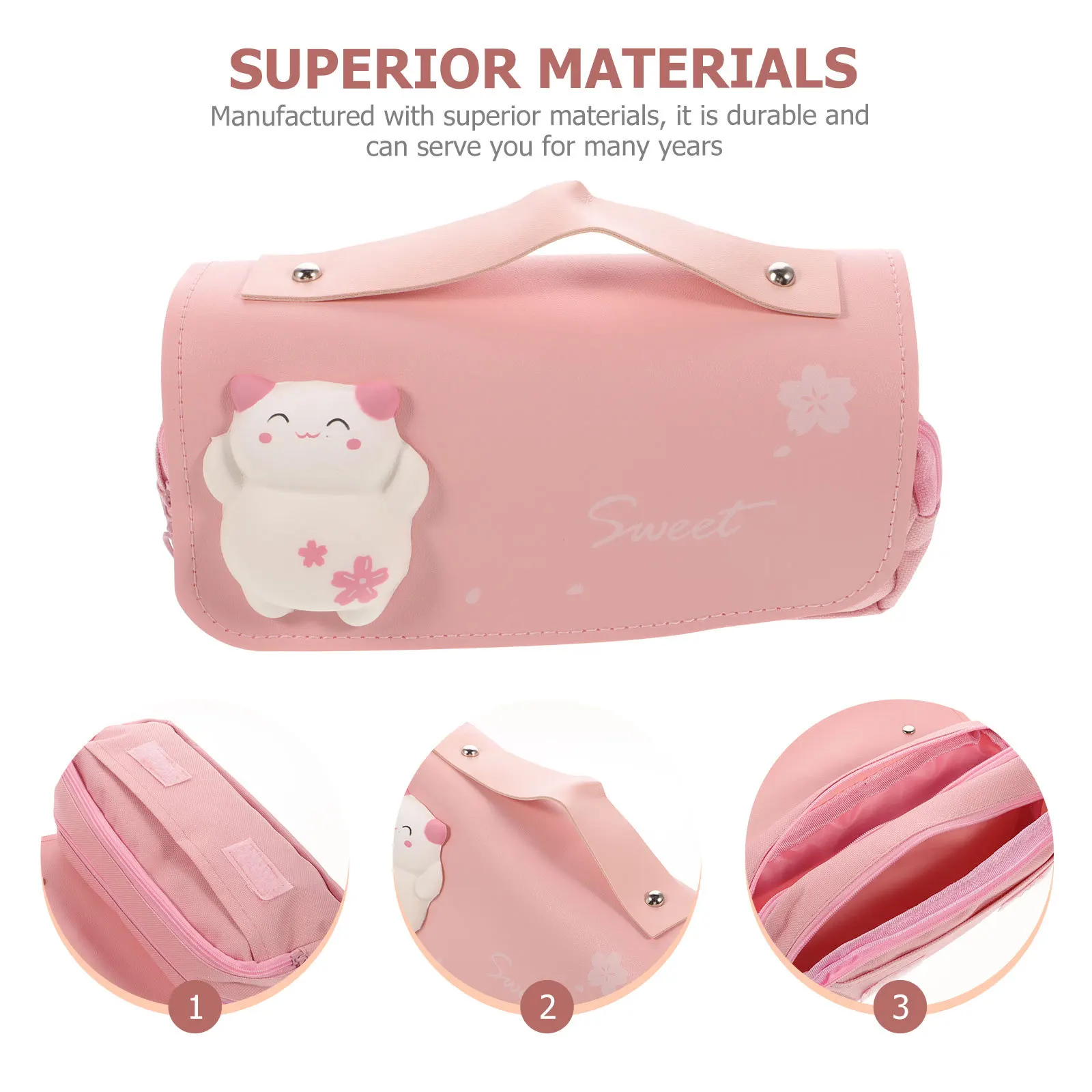 

Large Pencil Pouch For Girls Portable Stationery Organizer With Stress Relief Cartoon Zipper Case Multi-Layer Storage Bag