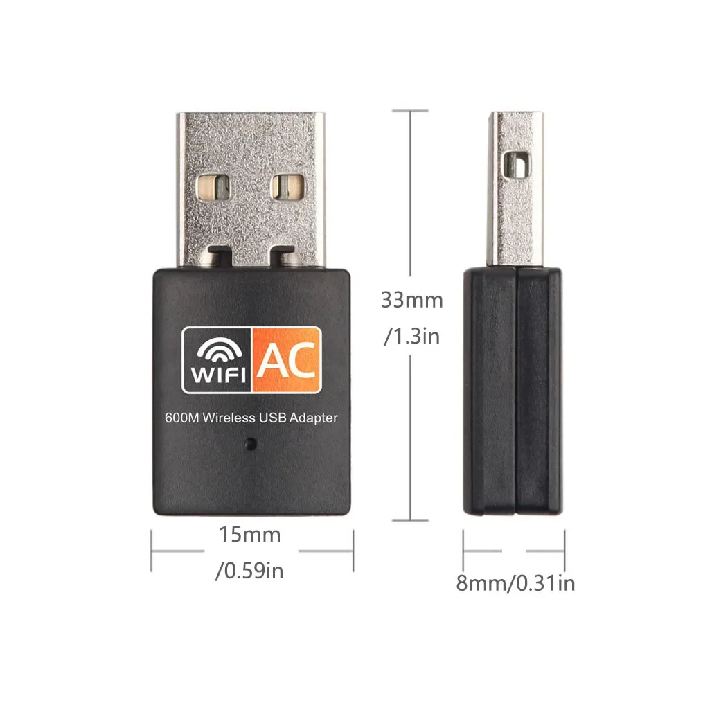 Двухдиапазонный USB-адаптер Wi-Fi 600 Мбит/с AC600 2,4 ГГц 5 ГГц Wi-Fi Мини-компьютер Приемник сетевой карты 802.11b/n/g/ac