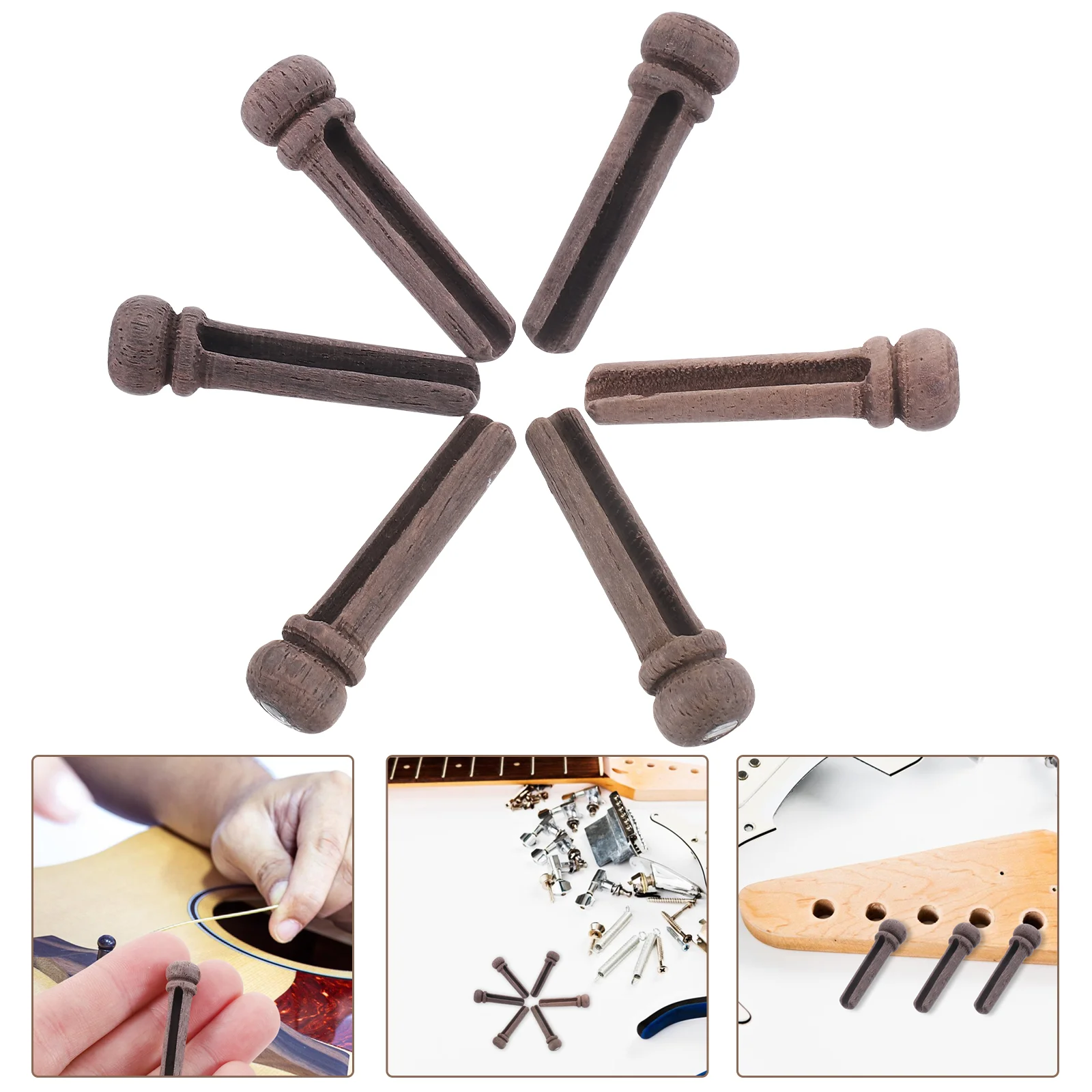 

6 Pcs Guitar Accesories Classical Bridge Pin End Rosewood Any Brand Acoustic Pins