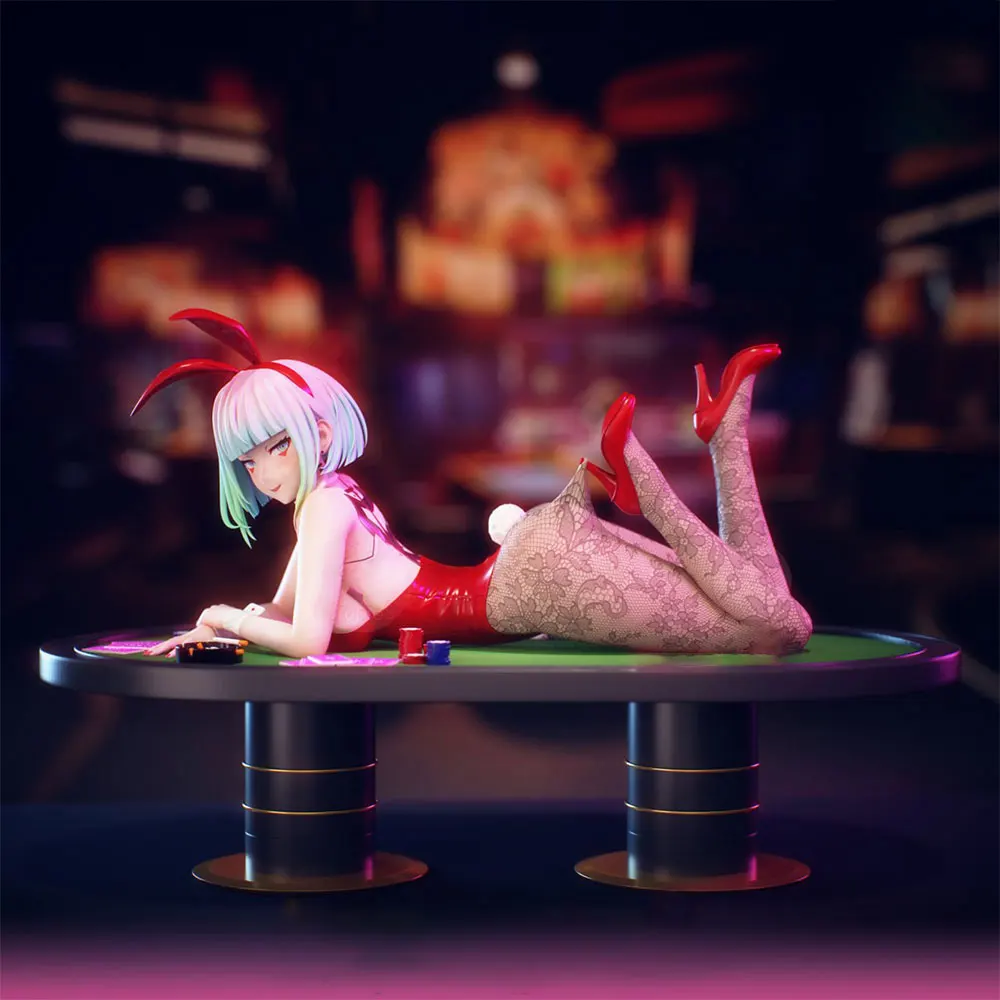 1/24 Desk ornament,Casual Gaming-Style Bunny Girl – Sexy Anime Girl Resin Model Kit,GK Mini 3D-Printed Gray Statue, Unpainted