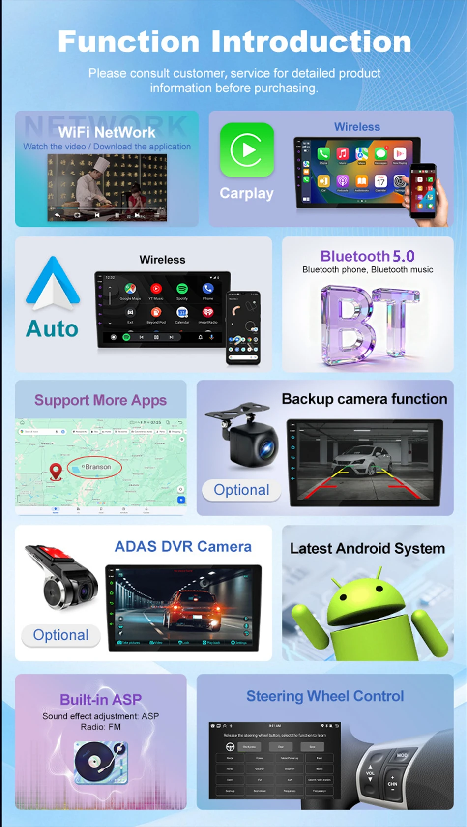 Wireless Carplay 2din Android 16 Car Radio Multimedia Video Player Universal 9/10 inch AutoRadio GPS Navigation 4G WiFi DVD