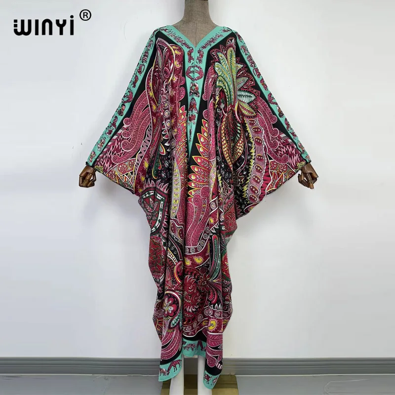 Imagem -02 - Winyi 2023 Novo Oriente Médio Moda Blogger Recomendar Seda Boêmio Kaftan Solto Dresstraditional Floral Abaya Vestidos Muçulmanos