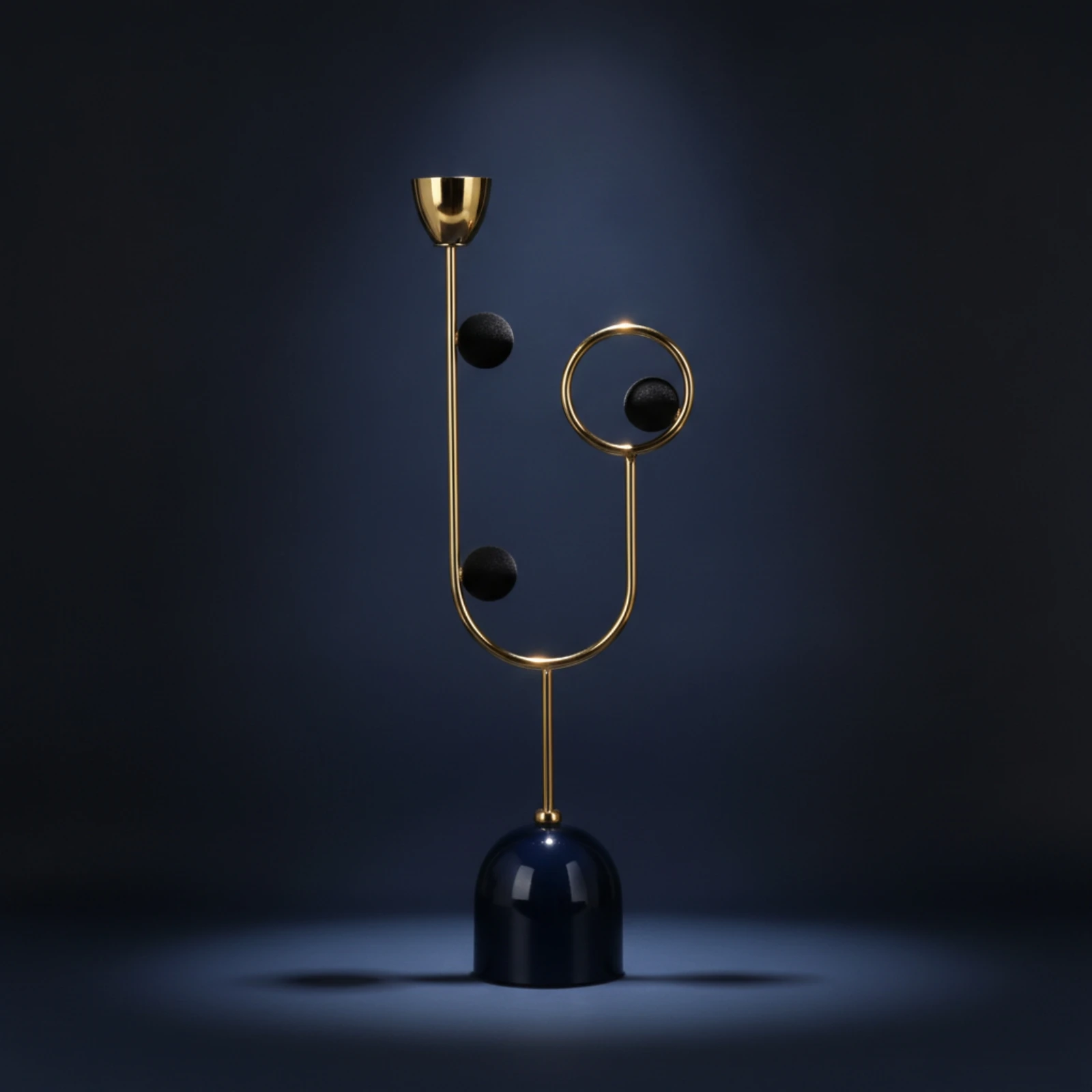 Abstract Gold-toned Candle Holder with Metal Frame Decorative Bougeoir Home Accent for Luxury Modern Interiors view 5