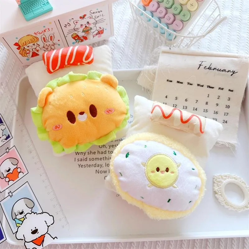 Dolls Accessories 10cm Cotton Doll Hamburger Egg Bed Quilt Mattress Pillow Kawaii Soft Exquisite Brithday Gift for Best Friend