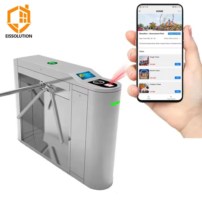 

Eissolution Stainless Steel Turnstile Biometric Turnstile Gate Rfid Qr Code Ticketing System Tripod Turnstile for Tourist