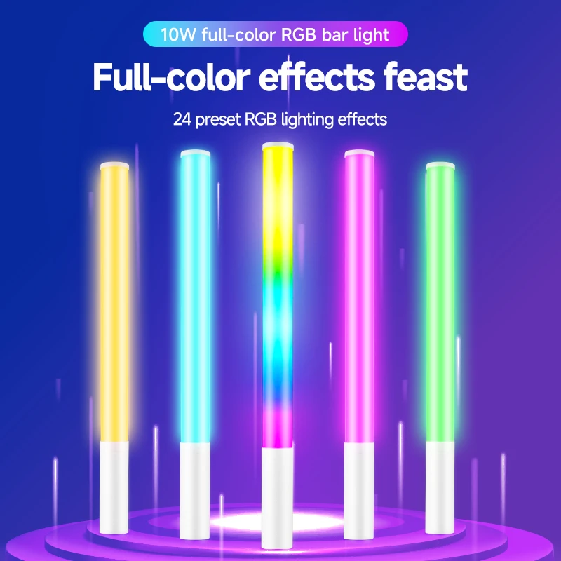 Miaotu Handheld RGB Colorful Stick Light with Desktop Stand Handheld LED Light Wand CRI 95+ 2500K-9000K Photography Studio Light