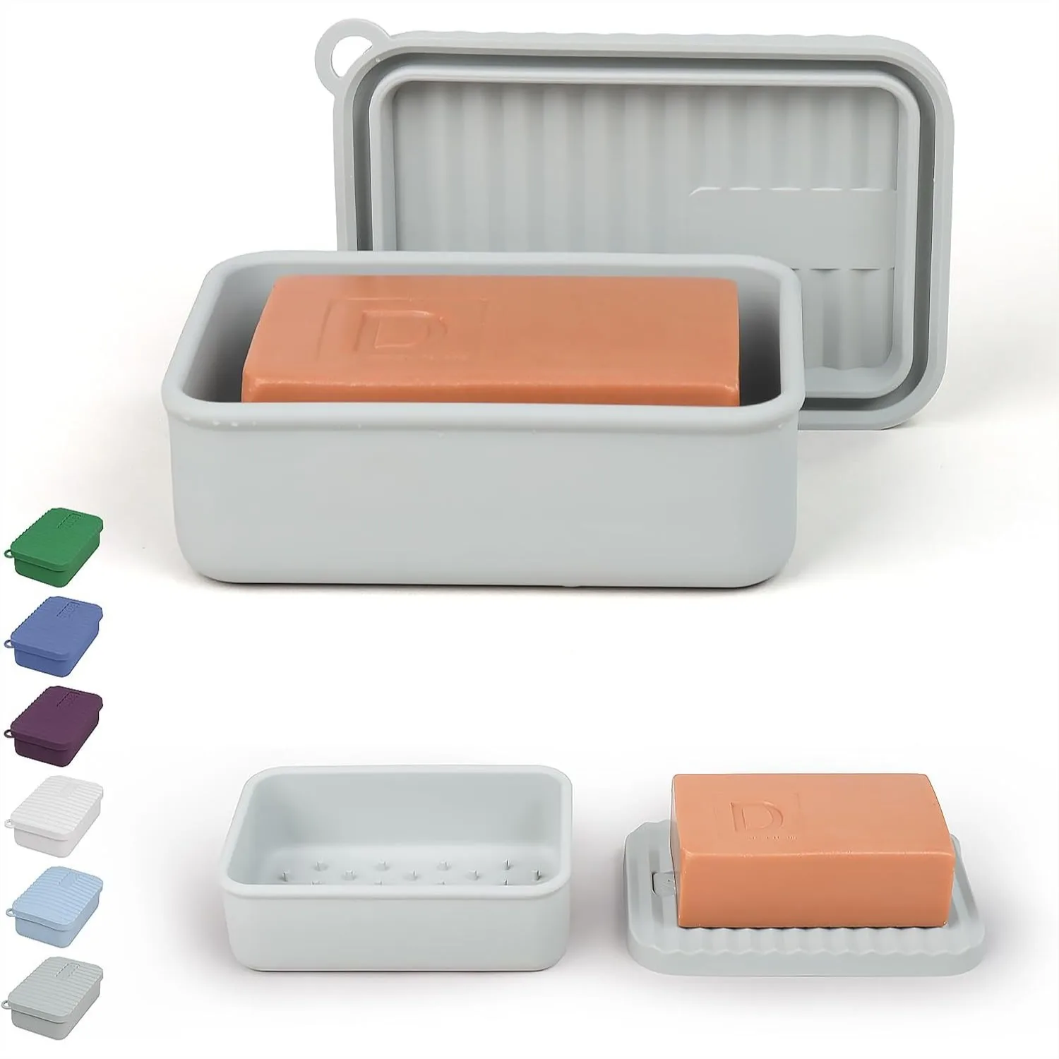 

Extra Large Leak Proof Travel Soap Dish, Durable Silicone Self-Draining Soap Container for Camping, Outdoor Adventures, Truck