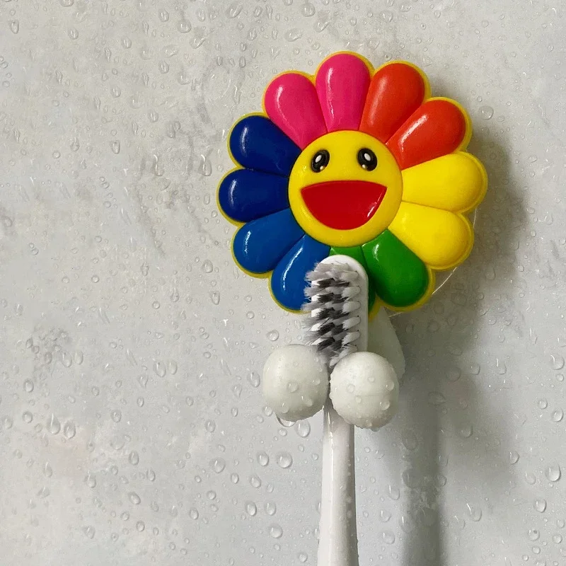 Creative Flower Cartoon Children\'s Toothbrush Holder Punch-free Wall-mounted Electric Toothbrush Hanger Toothbrush Holder Rack