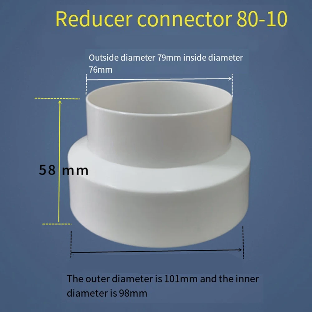 1x ABS Vent Pipe Reducing Adapter Suitable For Duct Fan Hot And Cold Vents White Ventilation Pipe Fittings Ventilation Vent Part