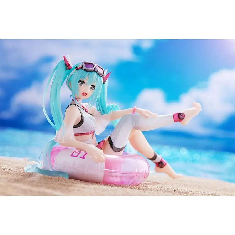 Original Taito Hatsune Miku Aqua Float Girl Pool Party 99400 Action Figure Genuine Kawaii Figurines Collection Model Doll Toys