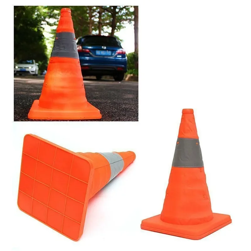 Folding Traffic Cone Multi Purpose Pop Up Reflective Safety Cone Soft Material Warning Sign Folding Portable Road Cone