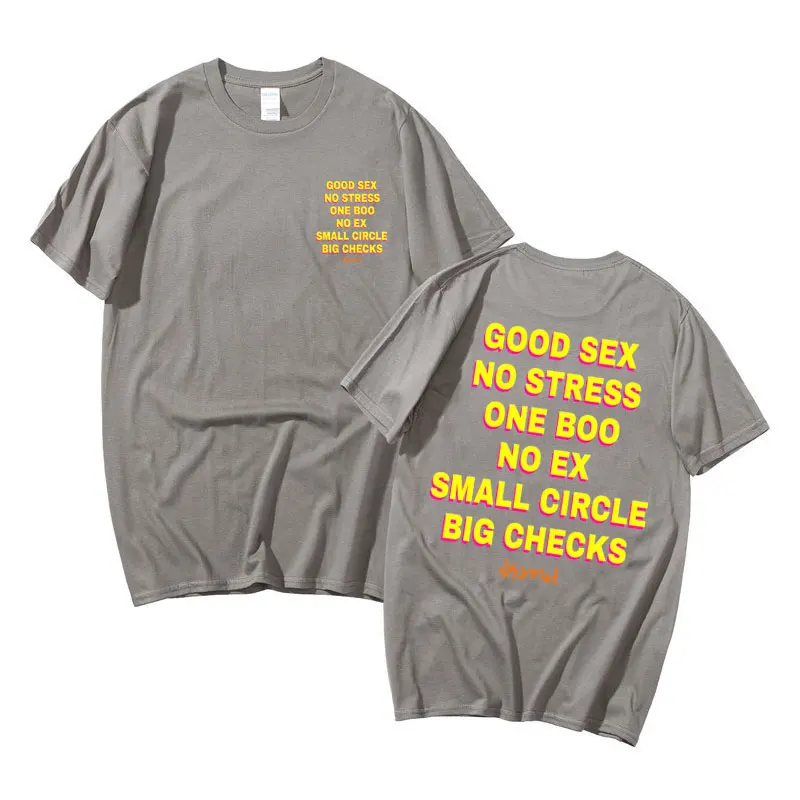 Good Sex No Stress One Boo No Ex Small Circle Big Checks Graphic Print Tshirt Men Women Casual Pure Cotton Tees Funny Streetwear