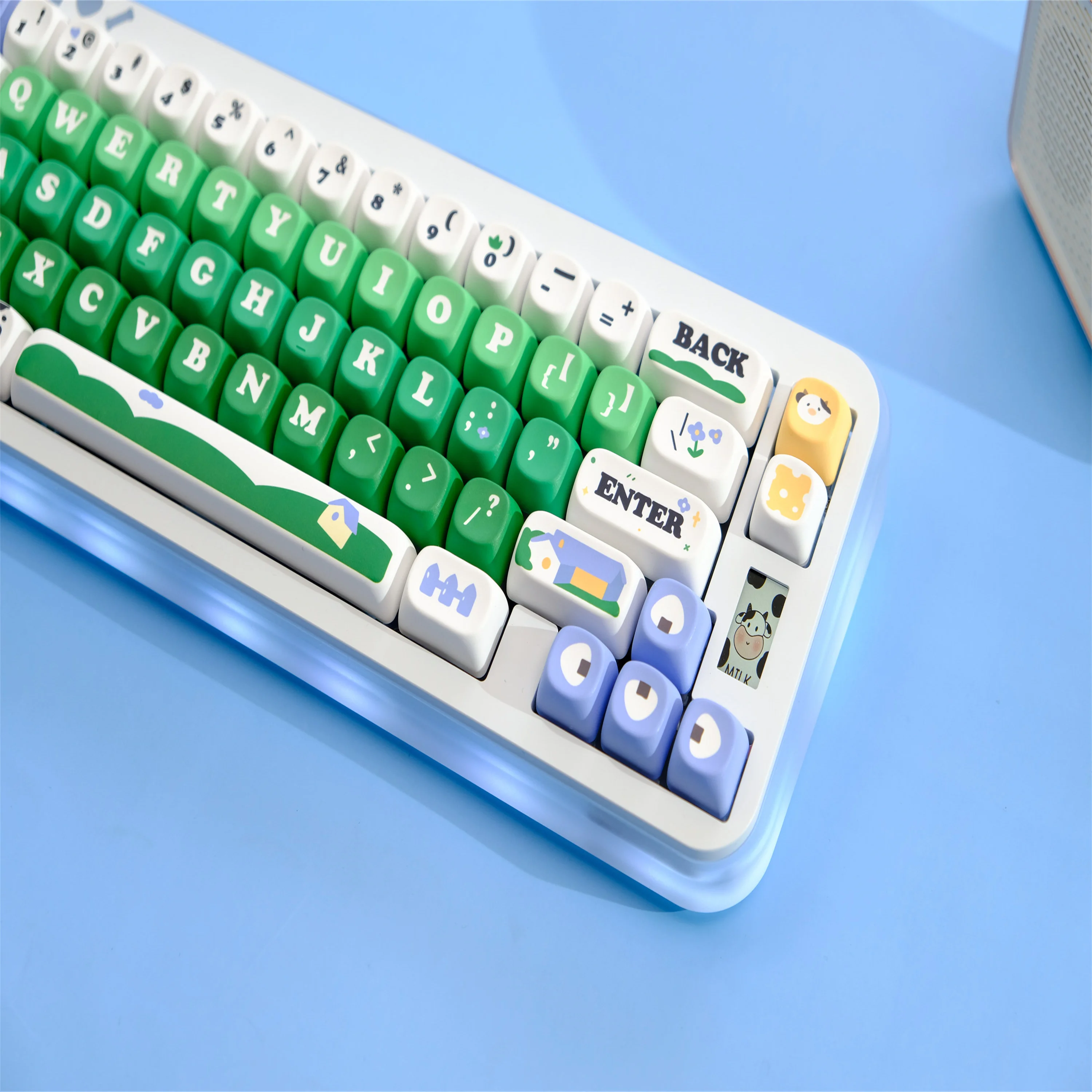 GMK 소 목장 키캡, 126 키 PBT 키캡, MOA 프로파일, DYE-SUB 맞춤형 키캡, 기계식 키보드용