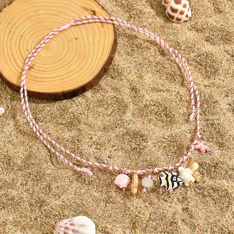 Ocean Style Ceramic Fish Pendant Necklace Minimalist Lightweight Jewelry for Women Girls Summer Beach Wedding Guest Wear