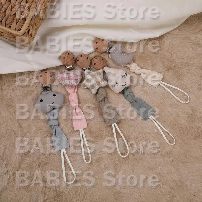 

C9GB Practical Nipple Holder Cotton Rope Baby Pacifier Clip Chain Metal 10 Options
