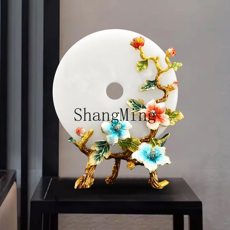 FG new Chinese enamel color high-end ornament living room entrance TV cabinet jewelry high-end safety buckle jade