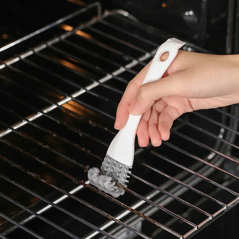 2 in 1 BBQ Oven Grid Cleaning Brush L-shaped Hooked Brush Scraper Multifunctional Grill Net Oven Baking Tray Kitchen Gadget