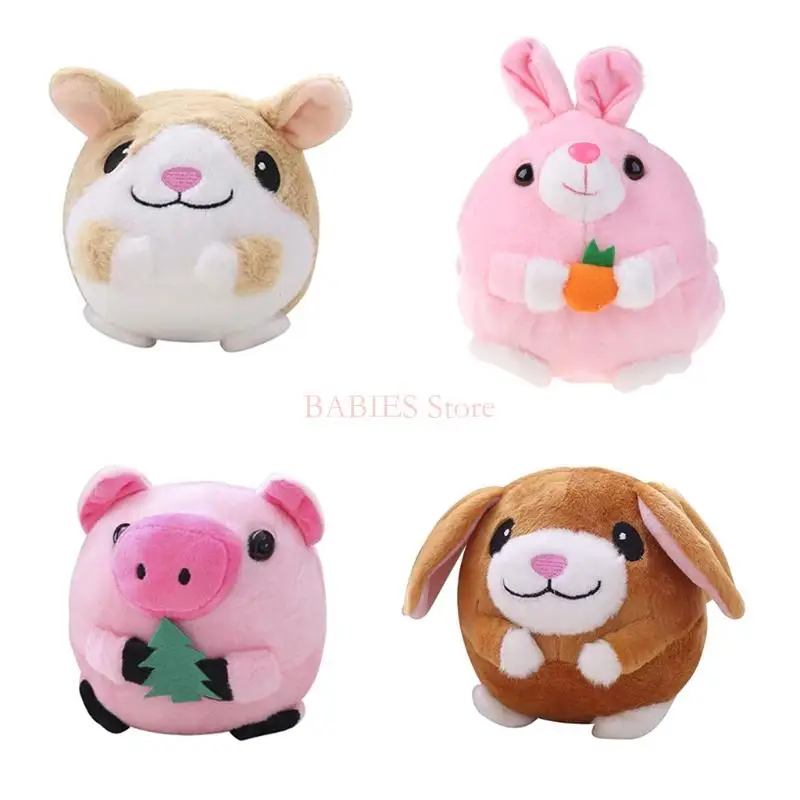 C9GB Pet Bouncing Jump Ball Cartoon Pig Dog for Doll Toy USB Electric Plush Beating Sing for Kids