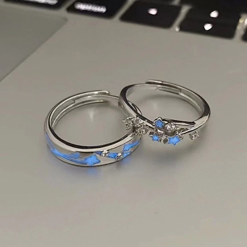 Unique Glowing Love Couple Rings Charm Enchanting Luminous Couple Rings Elegant Rings Jewelry Finger Rings Adornment