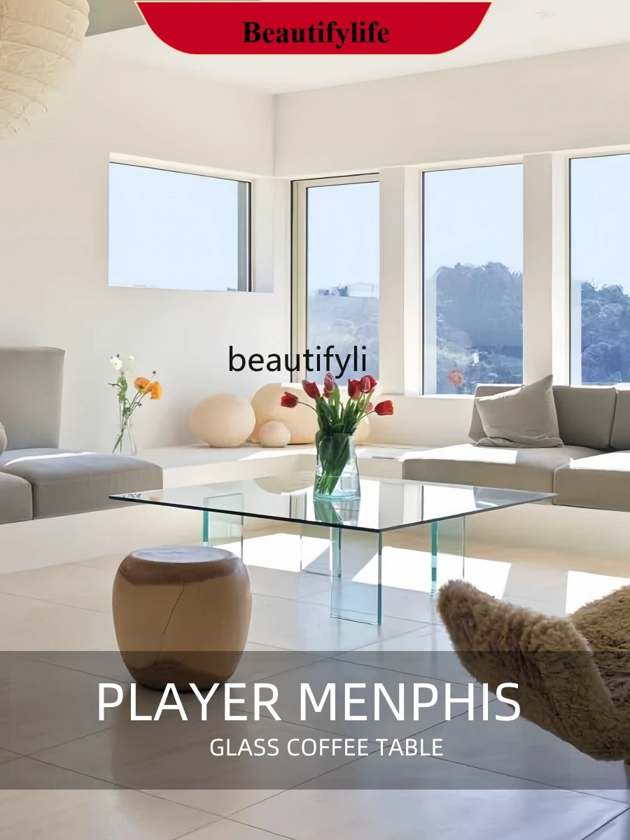 

Italian coffee table living room balcony tatami glass square low table G1218