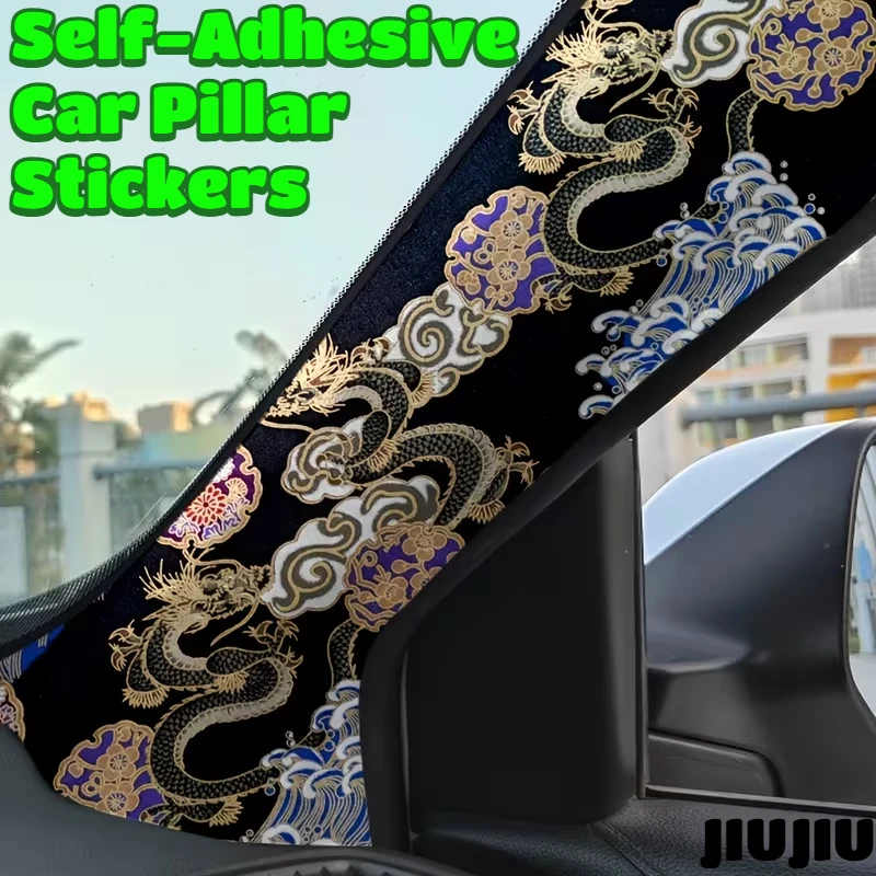 Car Interior Sticker Self-Adhesive A B Pillar Roof Liner Cover Easy Install Universal Fit for Most Cars DIY Interior Wrap