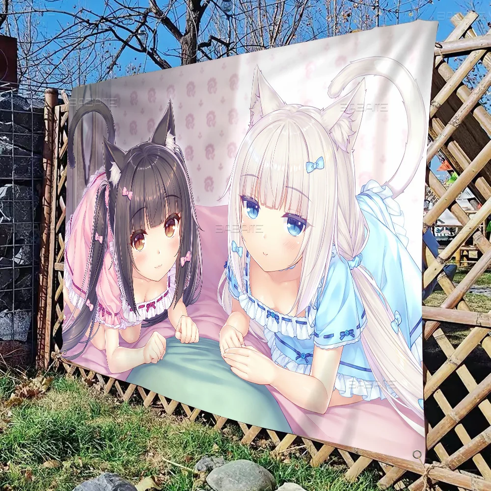 Nekopara Chocola Anime Chart Flag For Living Room Home Dorm Decor Art Home Decor Banner