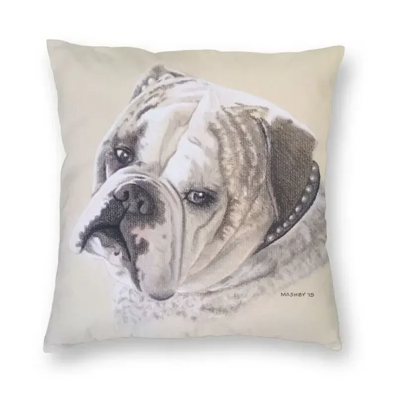 Home Pillowcase Office Decor Cushion Cover English Bulldog Print Pattern