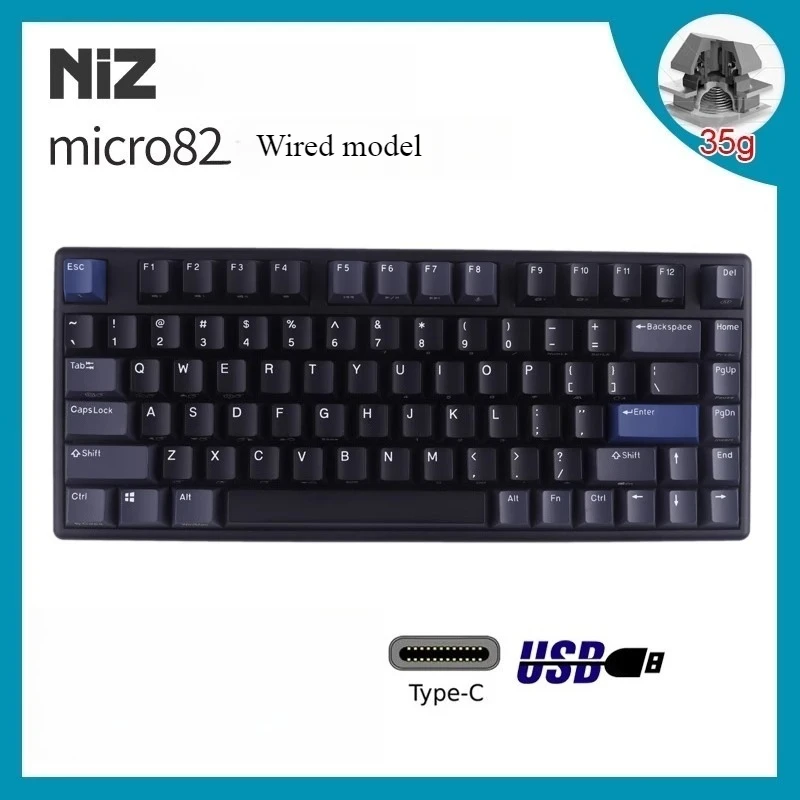 

Portable mini New NIZ Micro82 V6 Topre style Keyboard DRT Capacitive switch 35g 4 layers Programmable for Win/Mac