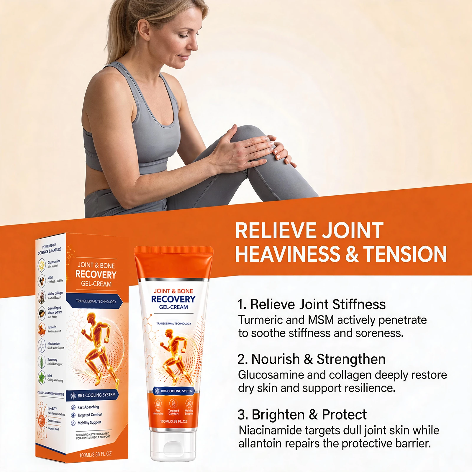 Joint Care Cream, Daily Joint Comfort Care, Mild Skin-Friendly Formula, Moisturizing, Easy Absorption for Massage Application