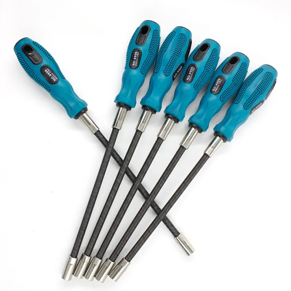 Socket Screwdriver Blue Green Handheld Screwdriver Flexible Shaft for 7mm Hexagon Screwdriver Bits Non slip Grip