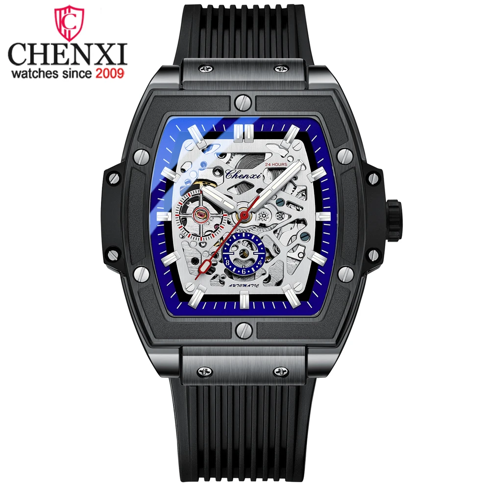 

CHENXI Top Luxury Brand Men's Automatic Date Watches Silicone Strap Waterproof Quartz Wristwatch Mechanical Sport Watch for Men