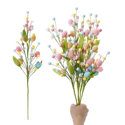 Artificial Easter Flower Easter Colorful Egg Berries Decorations for Home Party Vase Flower Arrangement Centerpiece Decor