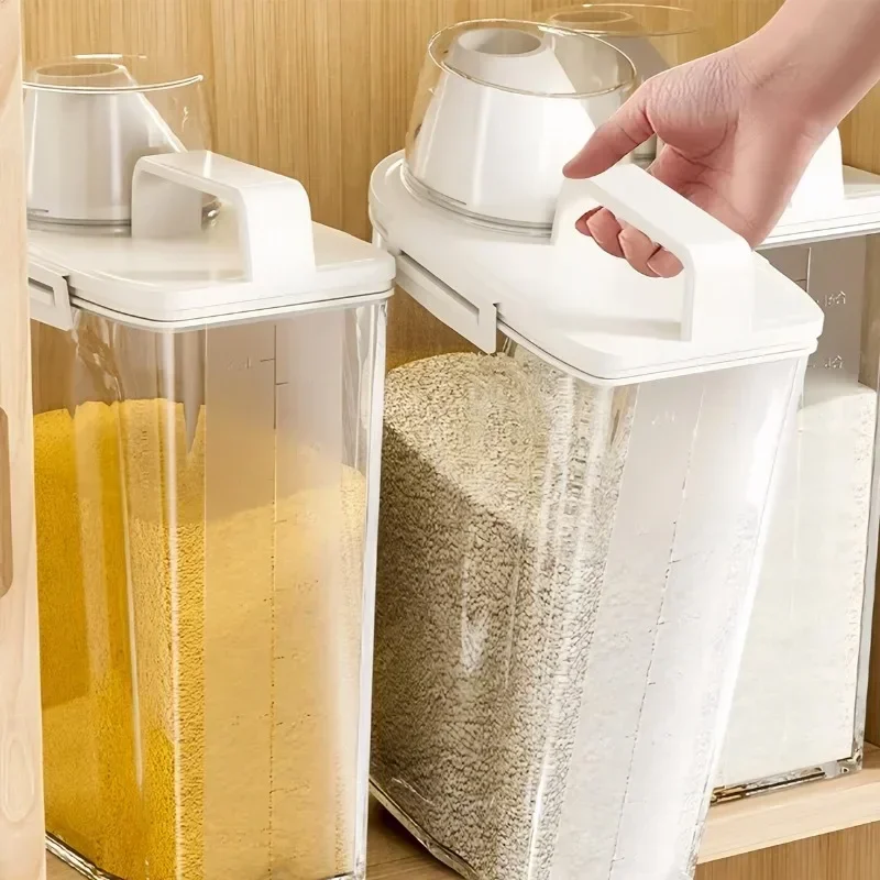 Feuchtigkeitsbeständiger Aufbewahrungsbehälter für Getreide, Tierfutter, Snacks, Transparenter Versiegelter Lebensmittelbehälter, Küchenorganizer für Trockene Lebensmittel – Detail 5