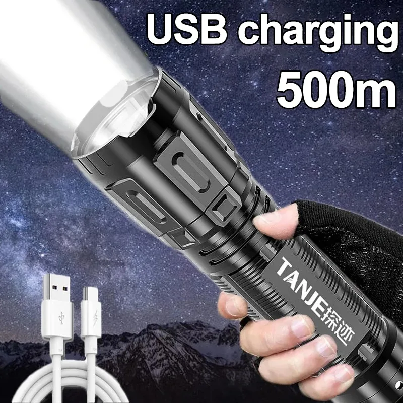 Ultra Bright Mini LED Flashlights USB Rechargeable Lamp Portable Waterproof Torches Lantern Outdoor Camping Hiking Flashlight