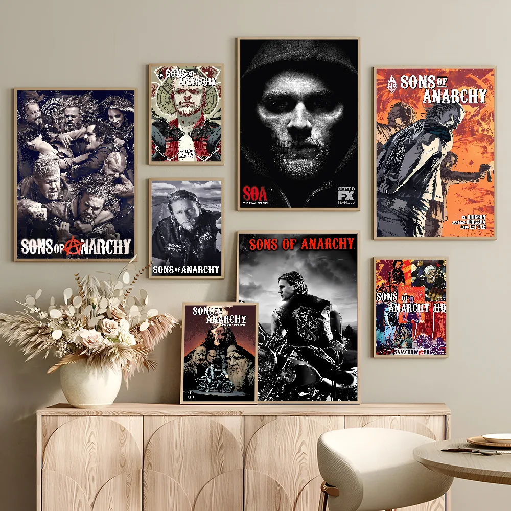 

S-Sons Of A-Anarchy Movie Sticky Posters Whitepaper Sticker DIY Room Bar Cafe Posters Wall Stickers