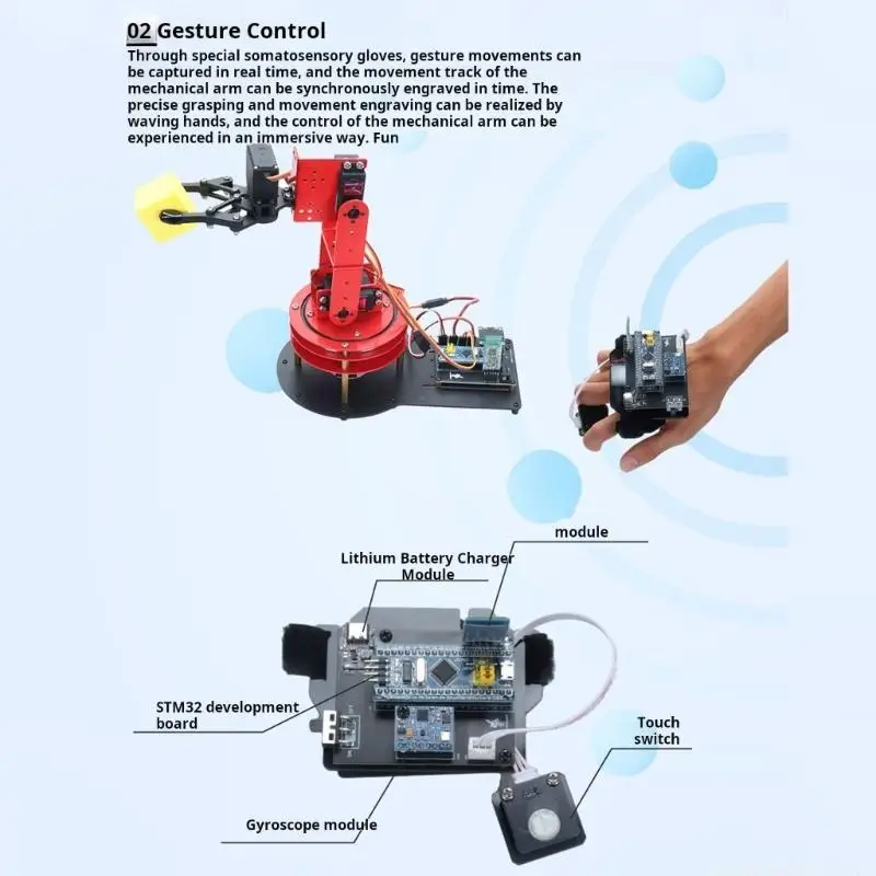 Innovative Hand Gesture Operated Mechanical Arm High Precisions Robotic Arm For Technology Classes And Creative Projects