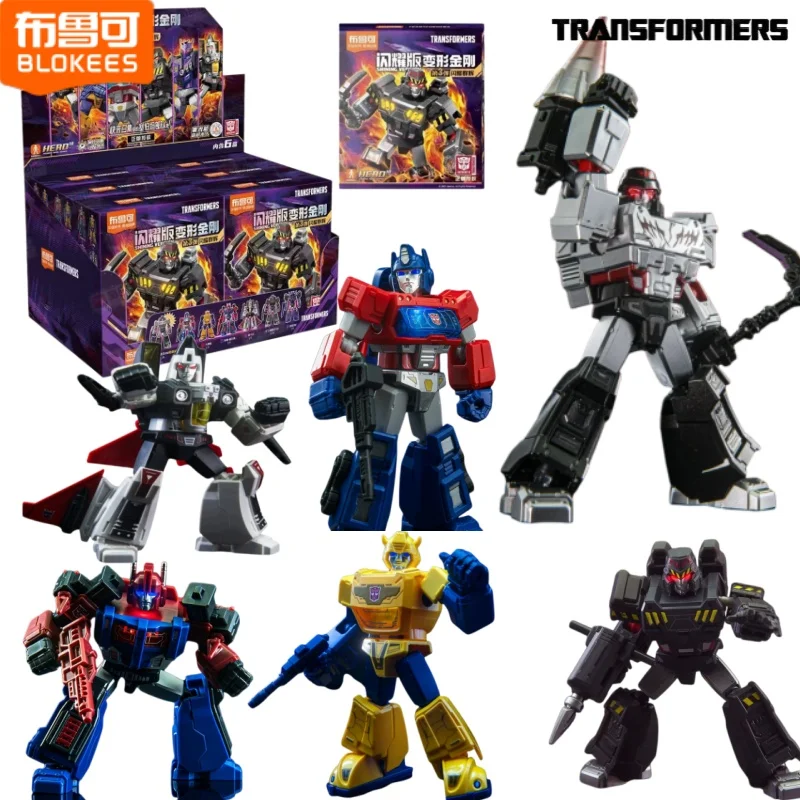 BLOKEES Transformers Block Man Optimus Prime Megatron Édition Scintillante Troisième Génération Modèle à Assembler Ornement de Bureau Jouet Cadeau