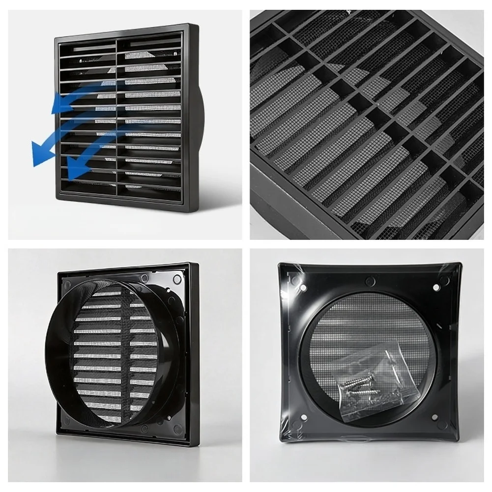 Rainproof Square Pipe Louver Grille Ventilation Cover for Kitchen Stainless Steel 14.5x14.5x5.3cm Optimized Airflow