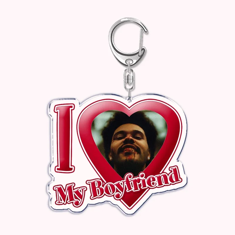 The Weeknd Singer Starboy I Love My Boyfriend Keychain for Women Accessories Key Chain Ring Keychains Custom Jewelry Fans Gifts