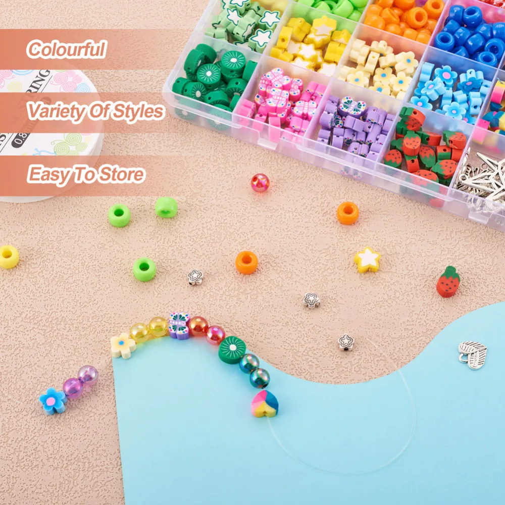 465Pcs/bag Star Heart Butterfly Strawberry Polymer Clay Beads for Jewelry Making Accessories DIY Bracelets Necklace Earrings Kit