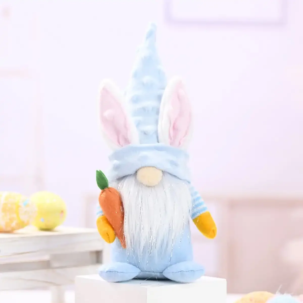 1 pc - Cute Easter pointed hat rabbit doll ornament, cute faceless doll decoration