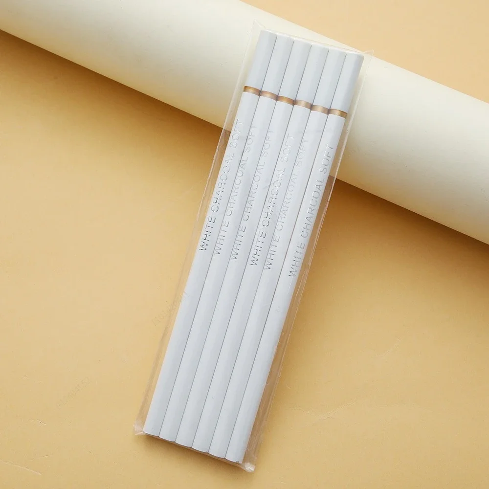 6Pcs/set White Charcoal Pencils Drawing Set Professional White Sketch Pencils for Drawing Sketching Chalk Pencils for Beginners image 3