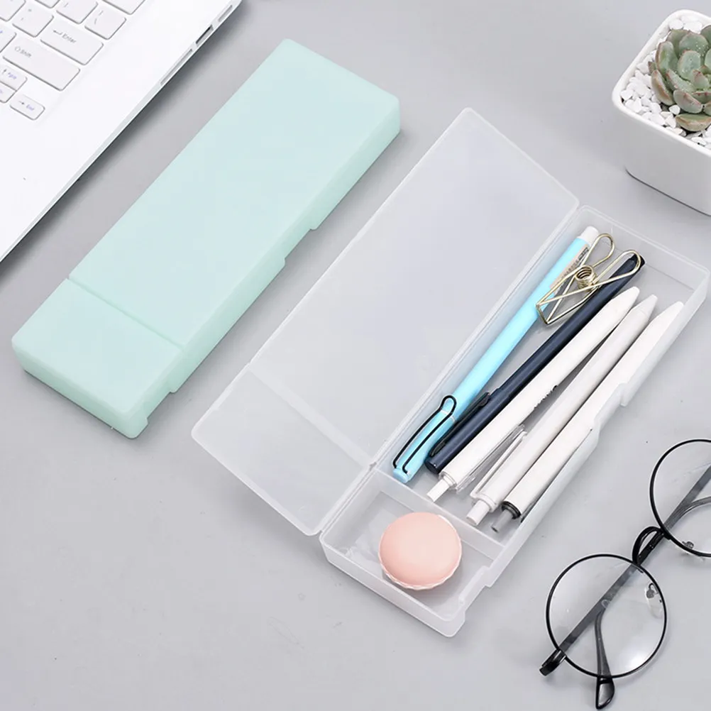 Clear Plastic Pencil Box 3 Pack Waterproof Dustproof Durable Pen Holder Case for School Office Supplies