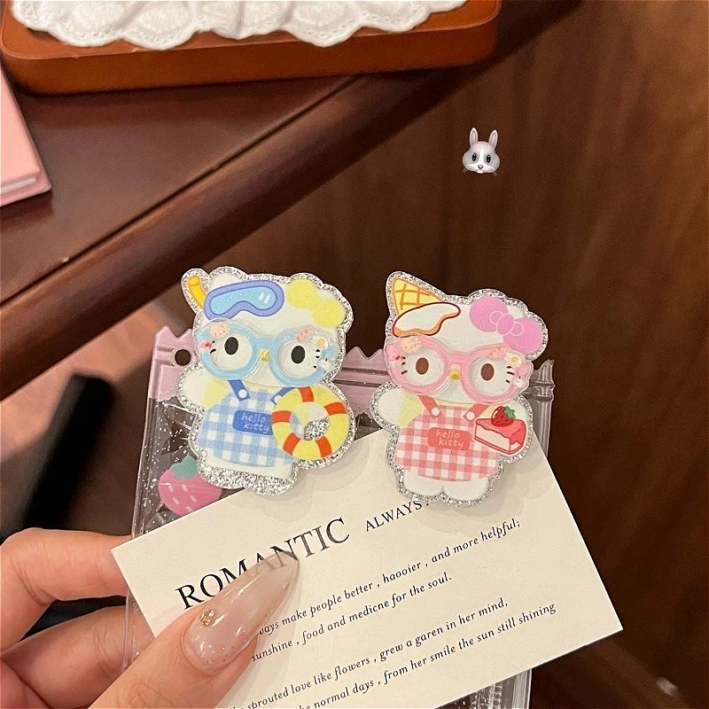 سانريو مرحبا كيتي مشبك شعر الاكريليك منقار البط كليب الحلو المئزر مقاطع الشعر الانفجارات الموضة كليب أغطية الرأس إكسسوارات الشعر فتاة هدية