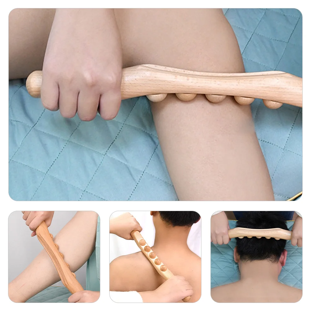 Wooden Massage Stick Natural Beech Body Rolling Massager For Back Shoulder Leg Pain Relief Acupoint Therapy Tool Portable