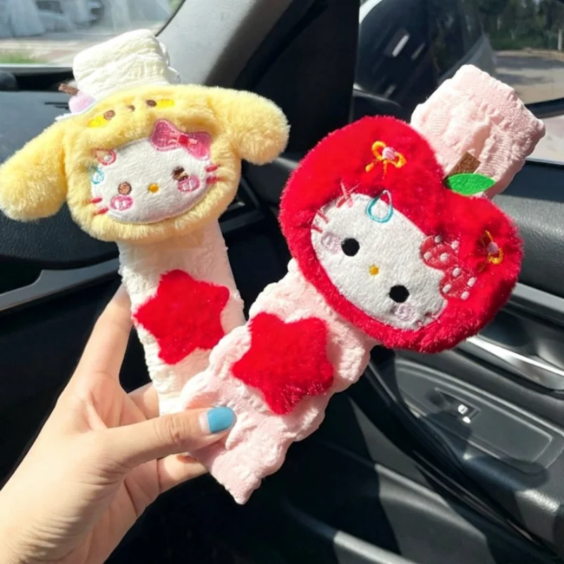

Sanrio Cute Hello Kitty Plush Seat Belt Protective Case Protect Shoulder Creativity Car Interior Decoration Girl's Birthday Gift