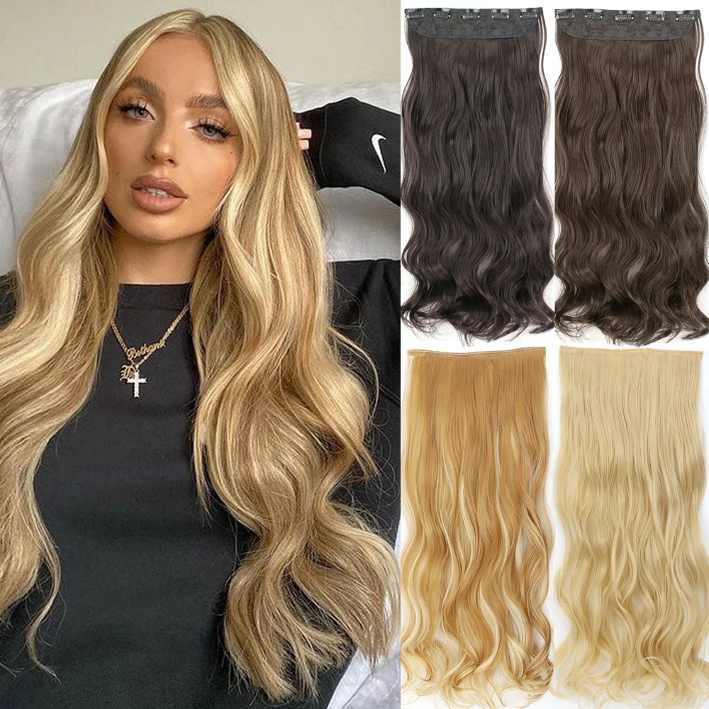 MERISIHAIR 55 85cm 5 Clip In Hair Extensions Long Wavy Hairstyle Hairpiece Black Brown Blonde Fake Hair For Women