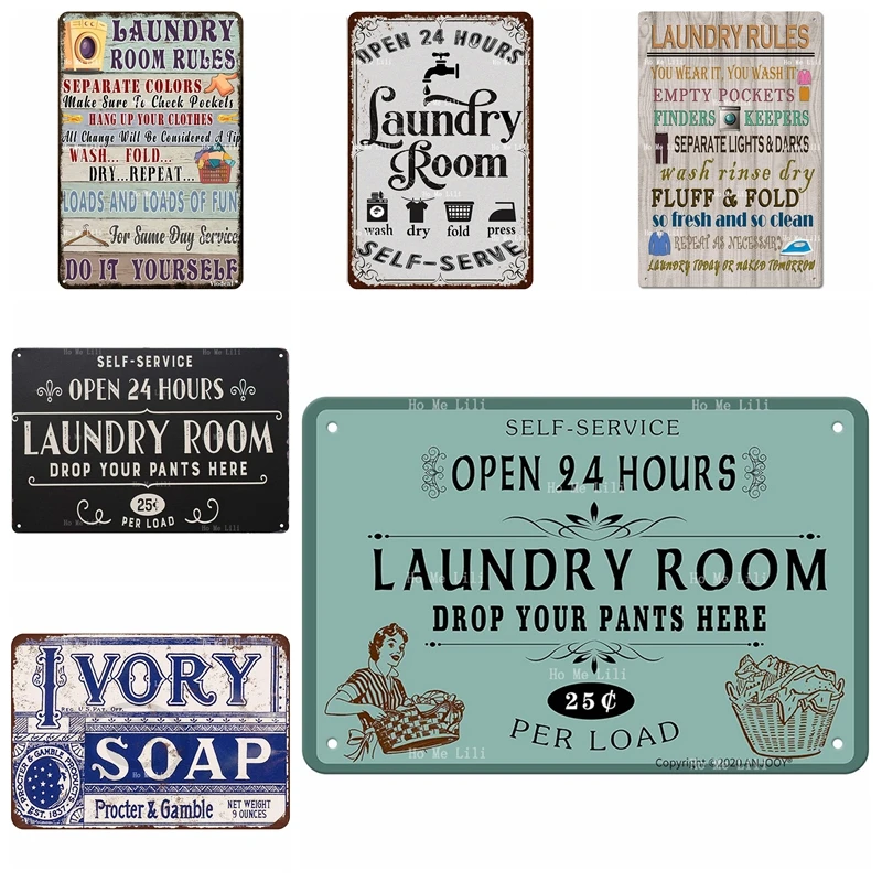 Ivory Soap Bar Self Service Open 24 Hours Laundry Room Rules Drop Your Pants Here 25 Per Load Metal Signs Decor